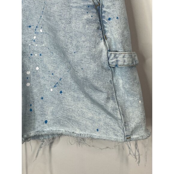 Wild Fable Shorts Womens 8 Blue Jean Denim High Rise Utility Fray Paint Splatter - Picture 16 of 16
